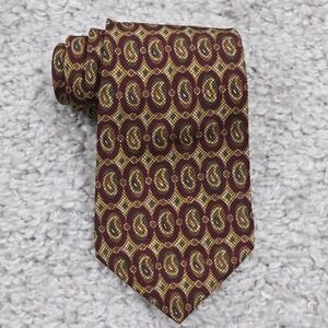 Vintage Chaps Ralph Lauren Mens Brown Paisley Silk‎ Neck Tie Made in USA Classic